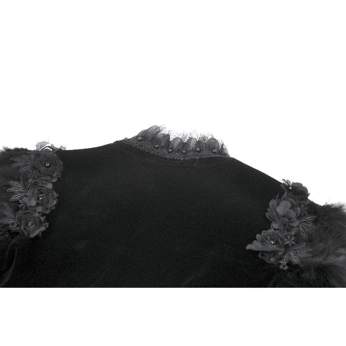 Darkinlove Women's Gothic Floral Feather Flared Sleeved Cape