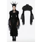 Darkinlove Women's Gothic Floral Feather Flared Sleeved Cape