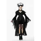 Darkinlove Women's Gothic Floral Feather Flared Sleeved Cape
