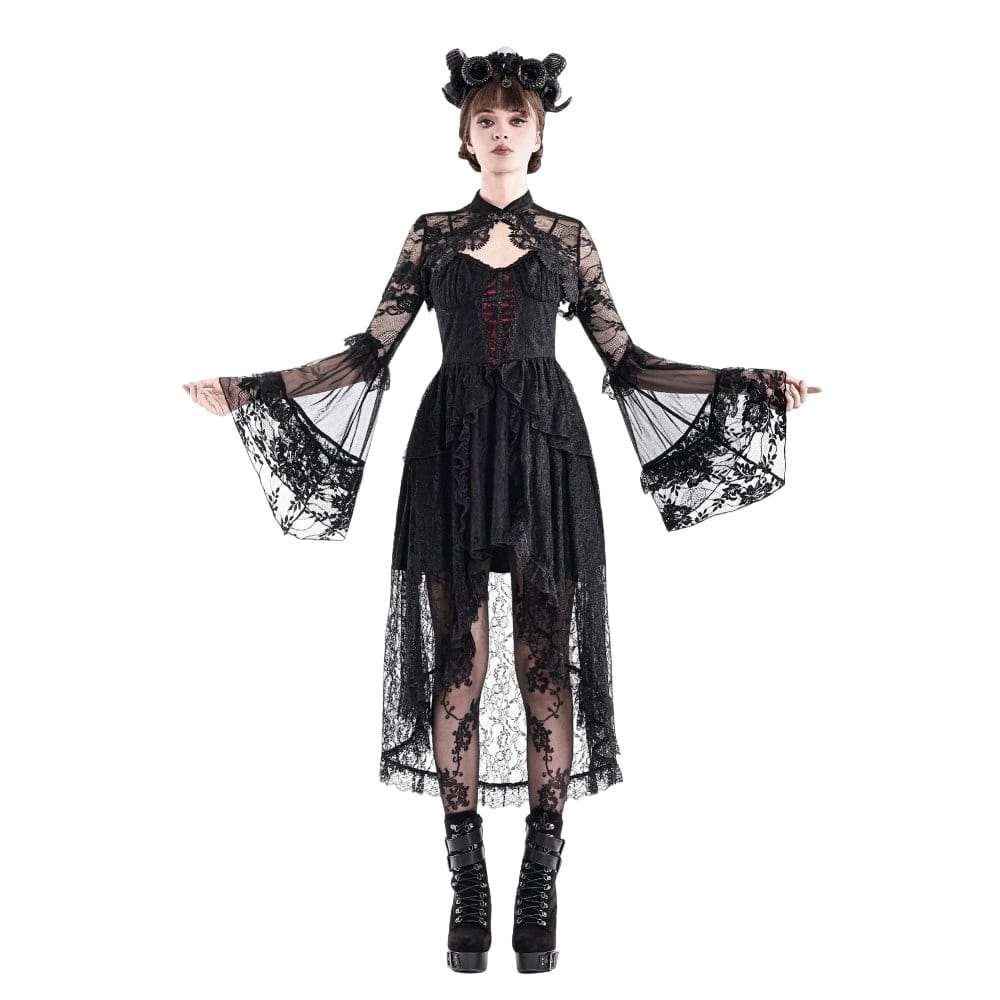 Darkinlove Women's Gothic Floral Flare Sleeve Mesh Lace Cape