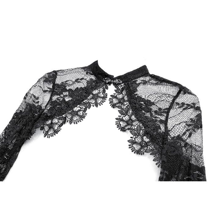 Darkinlove Women's Gothic Floral Flare Sleeve Mesh Lace Cape