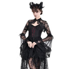 Darkinlove Women's Gothic Floral Flare Sleeve Mesh Lace Cape