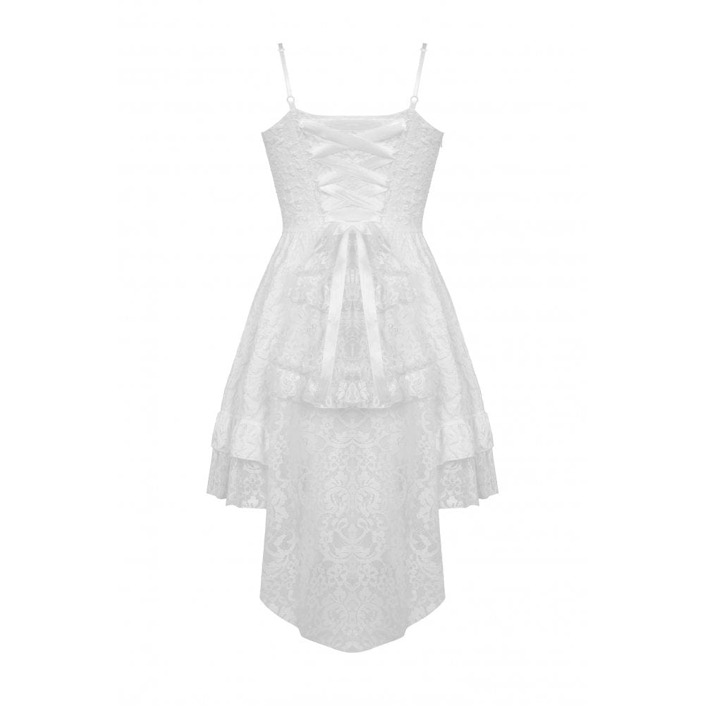 Darkinlove Women's Gothic Floral High/Low Multilayer Jacquard Slip Dress Wedding Dress