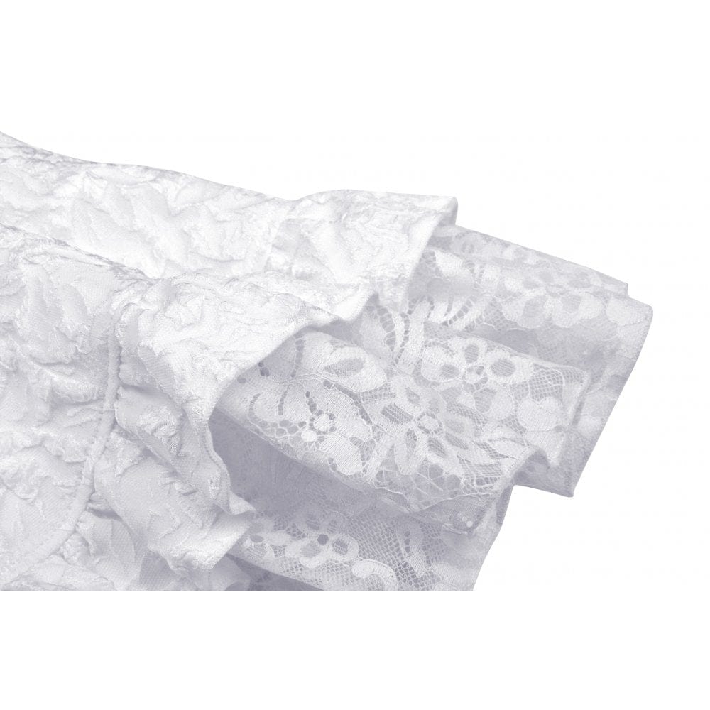 Darkinlove Women's Gothic Floral High/Low Multilayer Jacquard Slip Dress Wedding Dress