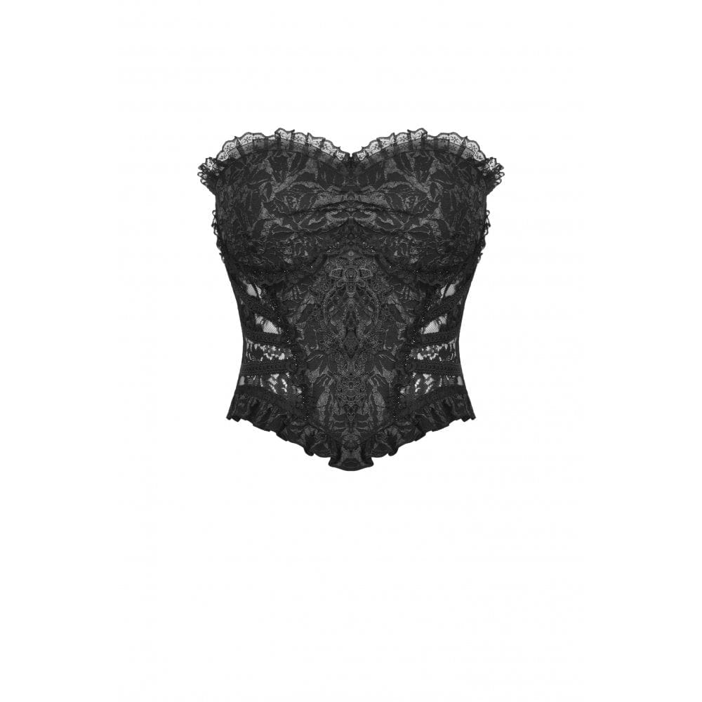 Darkinlove Women's Gothic Floral Jacquard Overbust Corsets