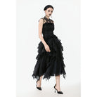 Darkinlove Women's Gothic Floral Jacquard Tank Top