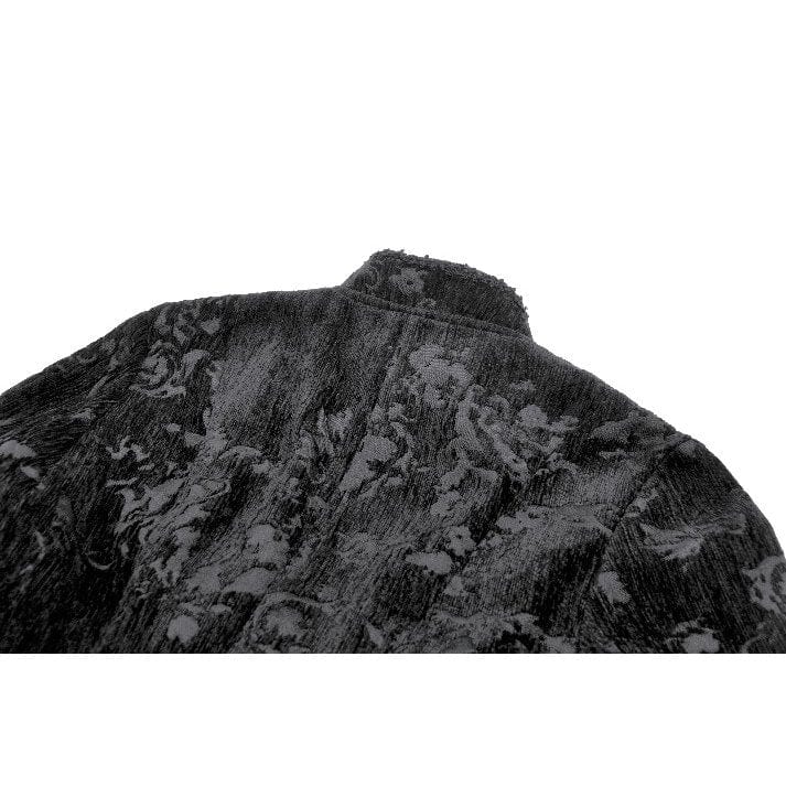 Darkinlove Women's Gothic Floral Jacquard Turn-down Collar Coat