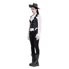Darkinlove Women's Gothic Floral Lace Applique Lace-up Skinny Pants