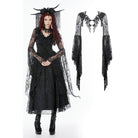 Darkinlove Women's Gothic Floral Lace Bell Sleeved Cape