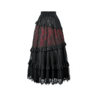 Darkinlove Women's Gothic Floral Lace Contrast Color Maxi Skirt