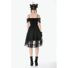 Darkinlove Women's Gothic Floral Lace High Low Off Shoulder Dress