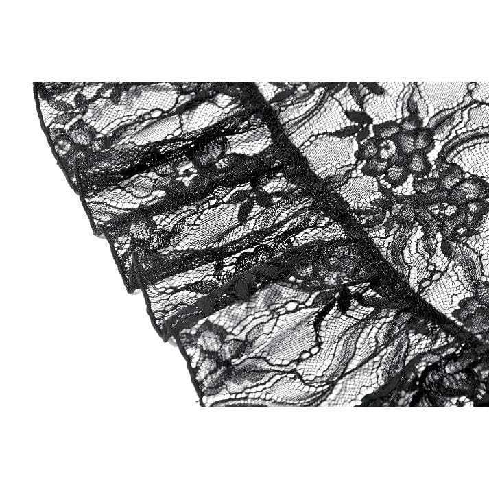 Darkinlove Women's Gothic Floral Lace High Low Off Shoulder Dress