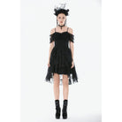 Darkinlove Women's Gothic Floral Lace High Low Off Shoulder Dress