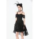 Darkinlove Women's Gothic Floral Lace High Low Off Shoulder Dress