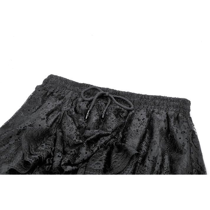 Darkinlove Women's Gothic Floral Lace High-Low Skirt
