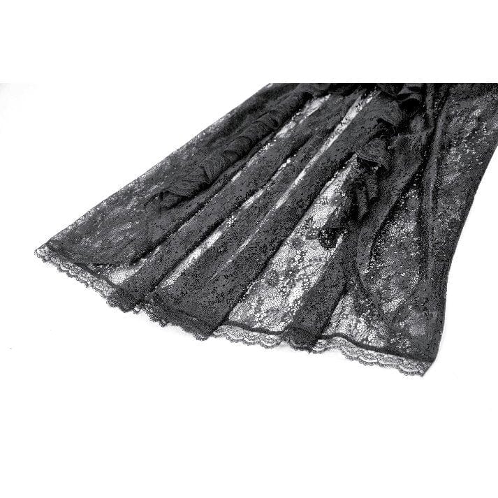 Darkinlove Women's Gothic Floral Lace High-Low Skirt