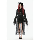 Darkinlove Women's Gothic Floral Lace High-Low Skirt