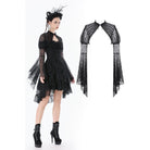 Darkinlove Women's Gothic Floral Lace Horn Sleeved Cape