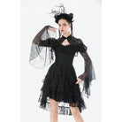 Darkinlove Women's Gothic Floral Lace Horn Sleeved Cape