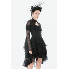 Darkinlove Women's Gothic Floral Lace Horn Sleeved Cape