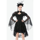 Darkinlove Women's Gothic Floral Lace Horn Sleeved Cape