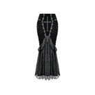 Darkinlove Women's Gothic Floral Lace Patchwork Cross Ruched Velvet Mermaid Skirt