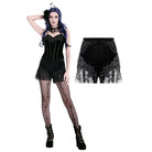 Darkinlove Women's Gothic Floral Lace Patchwork Embossed Velvet Shorts