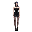 Darkinlove Women's Gothic Floral Lace Patchwork Embossed Velvet Shorts