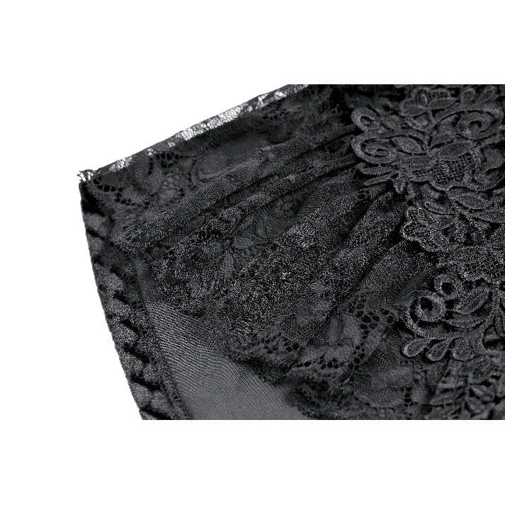 Darkinlove Women's Gothic Floral Lace Patchwork Embossed Velvet Shorts