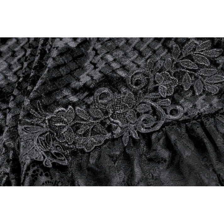 Darkinlove Women's Gothic Floral Lace Patchwork Embossed Velvet Shorts