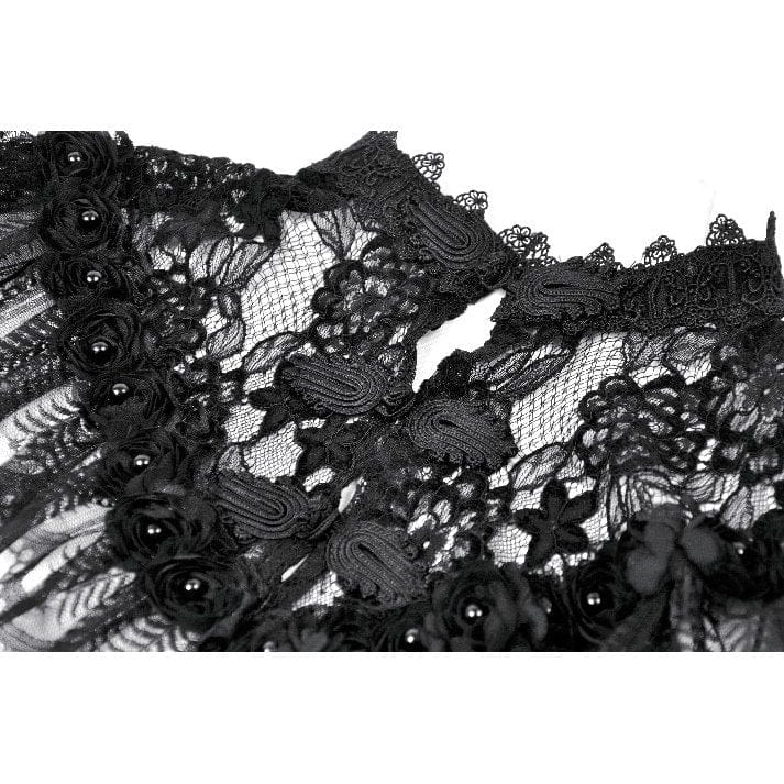 Darkinlove Women's Gothic Floral Lace Patchwork Mesh Cape