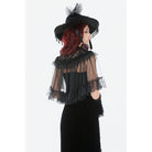 Darkinlove Women's Gothic Floral Lace Patchwork Mesh Cape
