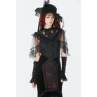 Darkinlove Women's Gothic Floral Lace Patchwork Mesh Cape