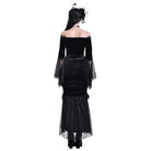 Darkinlove Women's Gothic Floral Lace Patchwork Off-Shoulder Bell Sleeve Velvet Top