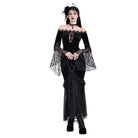 Darkinlove Women's Gothic Floral Lace Patchwork Off-Shoulder Bell Sleeve Velvet Top