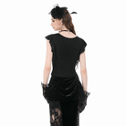Darkinlove Women's Gothic Floral Lace Patchwork Plunging Draped Crop Top