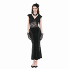 Darkinlove Women's Gothic Floral Lace Patchwork Plunging Draped Crop Top