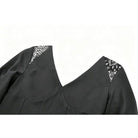 Darkinlove Women's Gothic Floral Lace Patchwork Plunging Long Sleeve Shirt