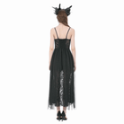 Darkinlove Women's Gothic Floral Lace Ruched Mesh Slip Dress