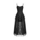 Darkinlove Women's Gothic Floral Lace Ruched Mesh Slip Dress