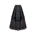 Darkinlove Women's Gothic Floral Lace Ruched Velvet Long Skirt