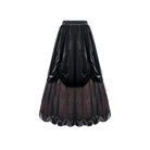 Darkinlove Women's Gothic Floral Lace Ruched Velvet Long Skirt