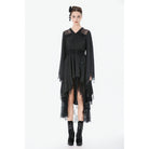 Darkinlove Women's Gothic Floral lace Sheer High Low Long Sleeved Dress