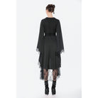 Darkinlove Women's Gothic Floral lace Sheer High Low Long Sleeved Dress