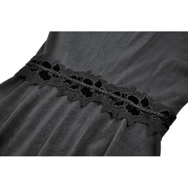 Darkinlove Women's Gothic Floral lace Sheer High Low Long Sleeved Dress