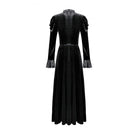 Darkinlove Women's Gothic Floral Lace Splice Puff Sleeve Velvet Maxi Dress