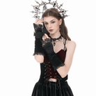 Darkinlove Women's Gothic Floral Lace-up Velvet Arm Sleeves