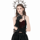 Darkinlove Women's Gothic Floral Lace-up Velvet Arm Sleeves