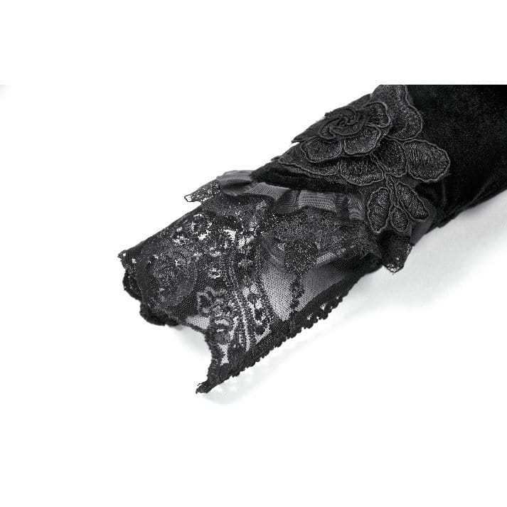 Manicotti da donna in velluto gotico con lacci e motivo floreale Darkinlove