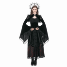 Darkinlove Women's Gothic Floral Mesh Splice Ruffled Flare Sleeve Velvet Cape